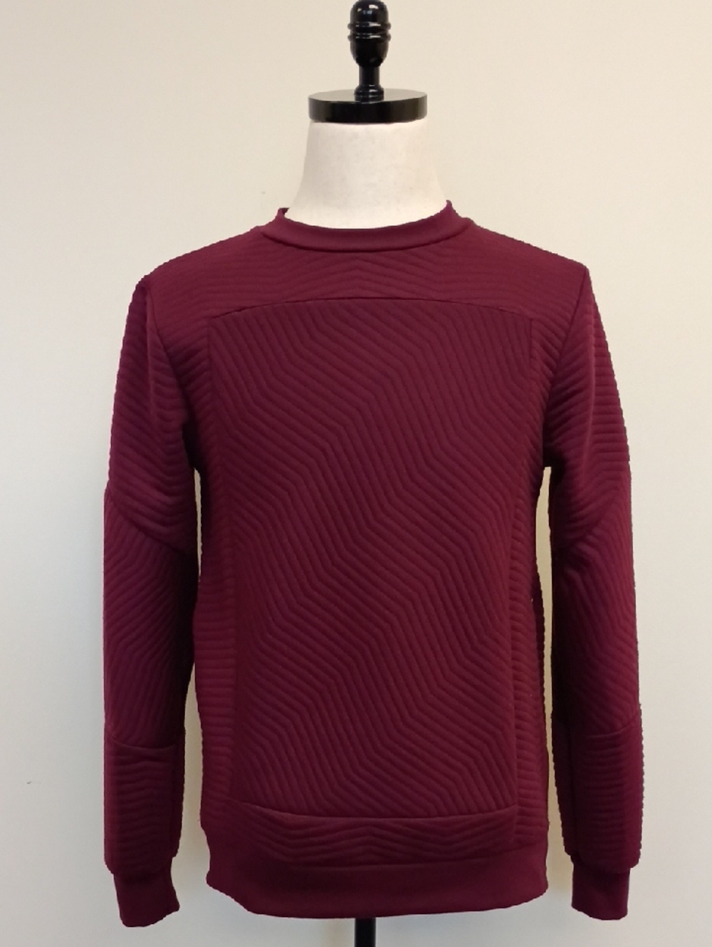 Henry & William Burgundy Textured Crewneck Sweater Side Zipper Size Small